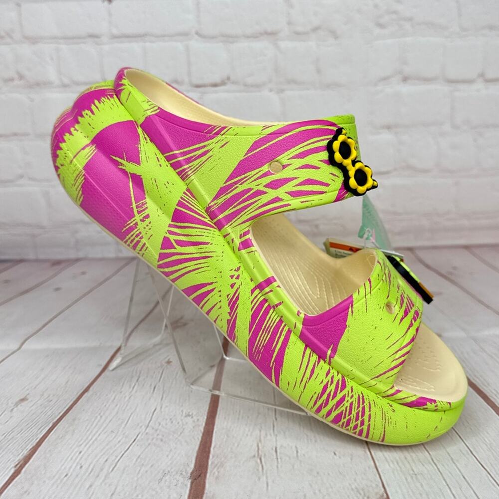 Crocs Classic Crush Platform Sandals Springbreak Vanilla/Multi M Sz 4/W Sz 6 - Picture 2 of 10